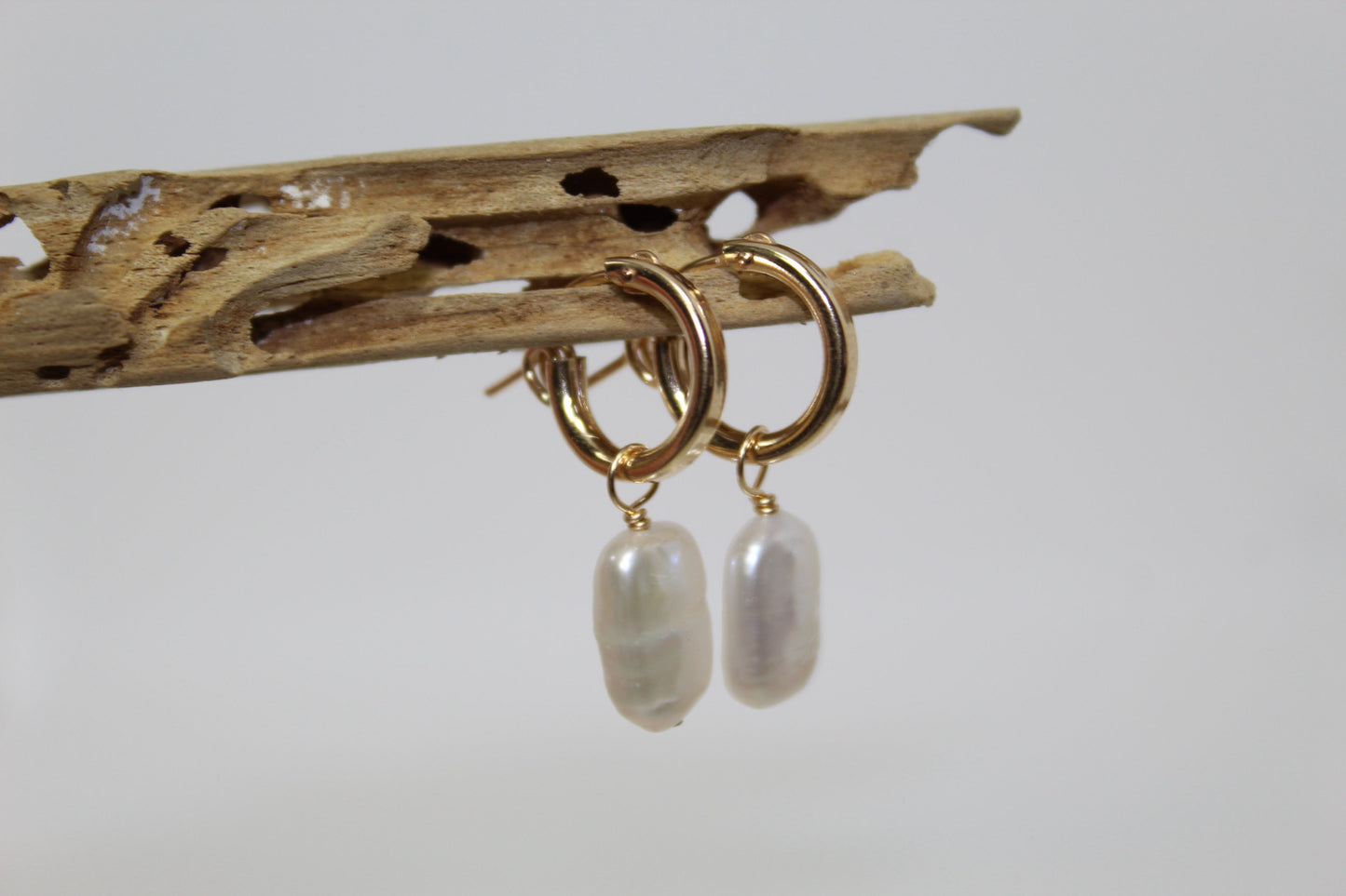 Rectangle Pearl Hoop Earrings