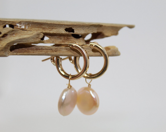 Circle Pearl Hoop Earrings