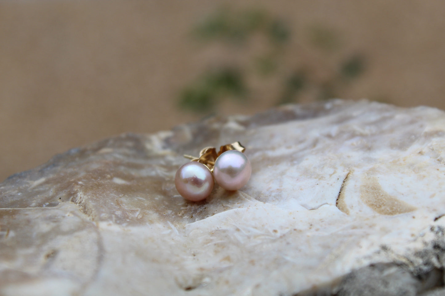 14K Gold Pearl Earring Studs