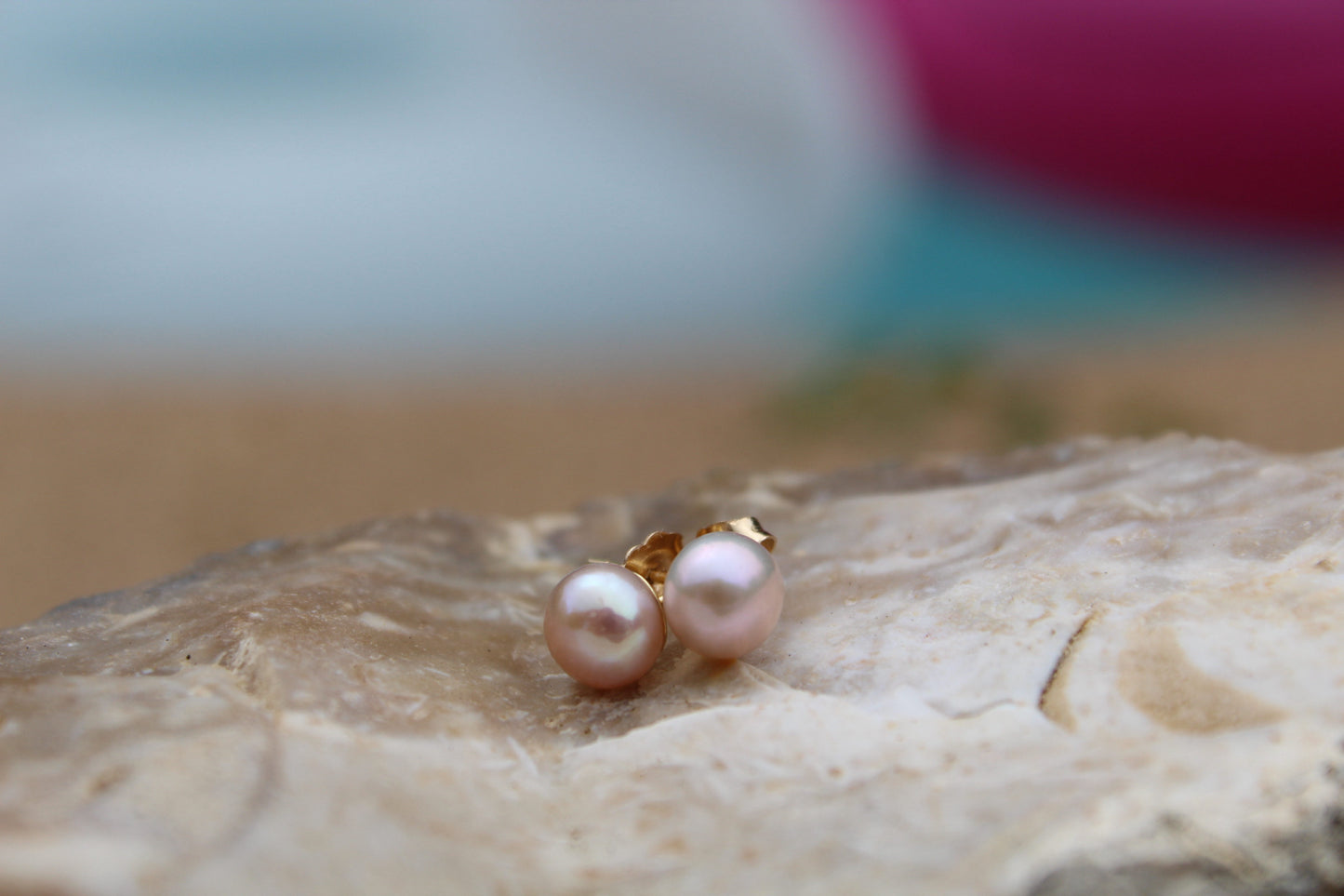 14K Gold Pearl Earring Studs