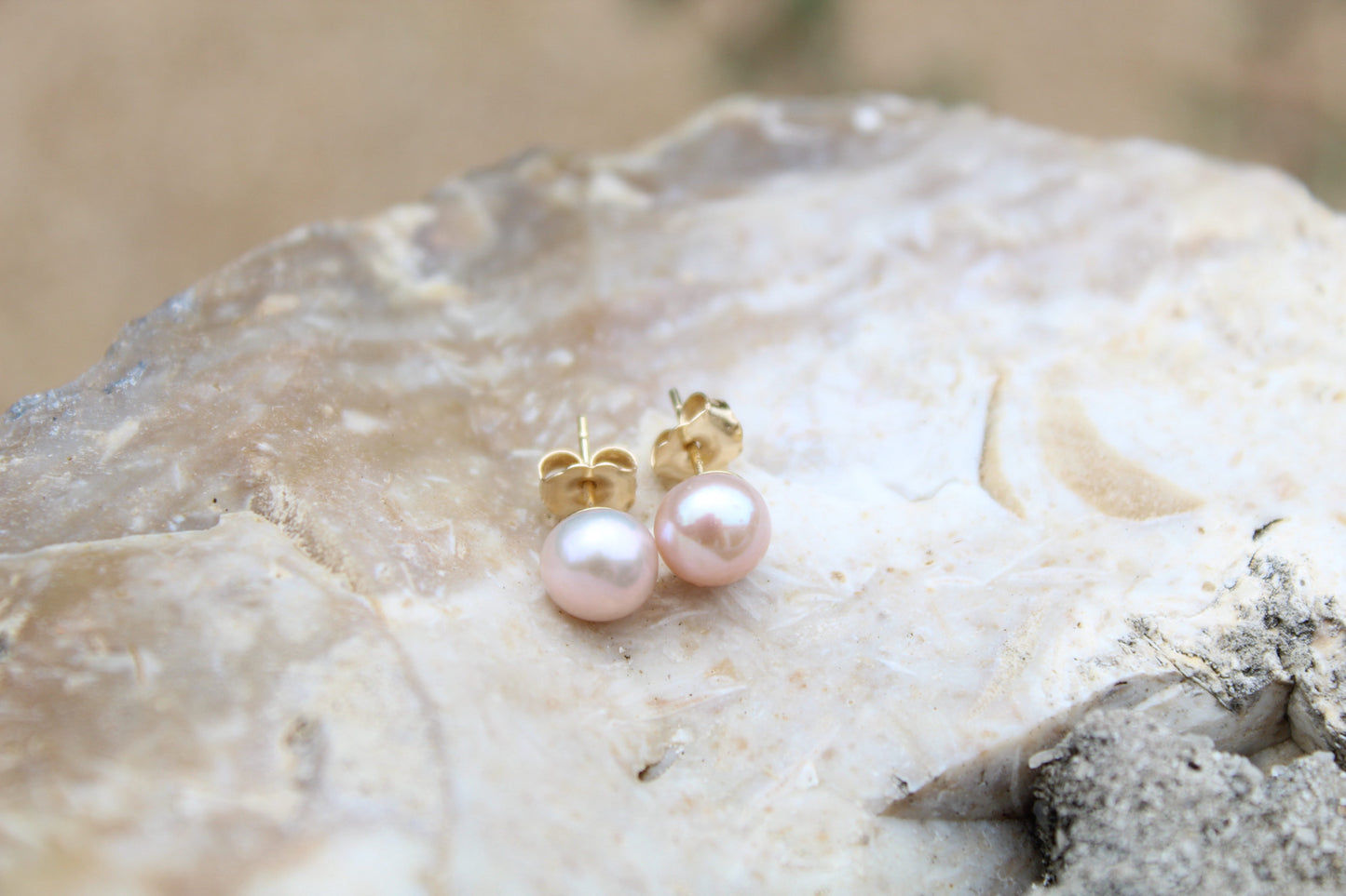 14K Gold Pearl Earring Studs